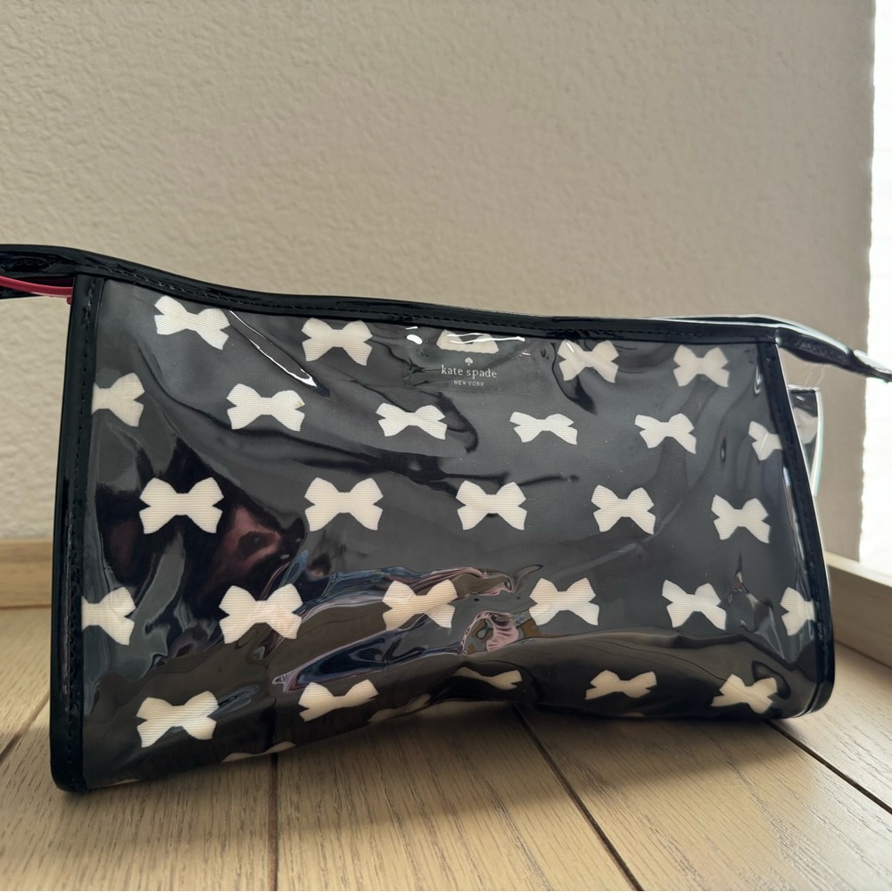 Kate Spade New York Makeup Bag, Black with White Bows